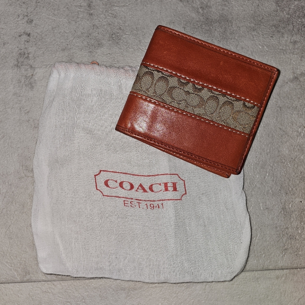 Coach Orange & Tan Wallet